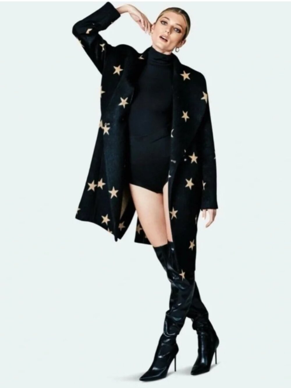 NEW with TAGS Anthropologie Avec Les Filles Black Tan Star Cocoon Coat